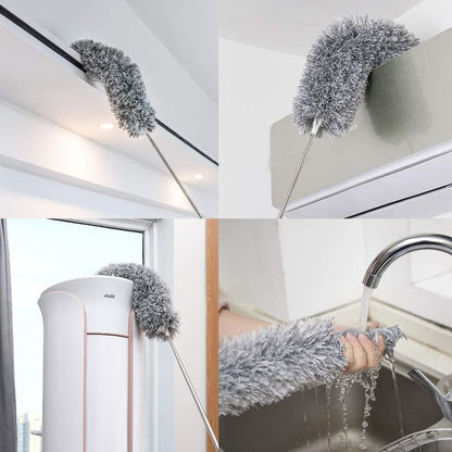 Long Handle Microfiber Feather Ceiling Duster for Dust Cleaning with extendable Pole 30-100 Inch with Anti Scratch Bendable Head Brush for Cleaning High Cobweb Stick high Ceiling Fan