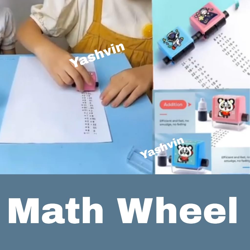 Smart Math Roller Stamps for Kids,2PCS Addition and Subtraction Teaching Stamps,Smart Math Roller Stamps Practice Tools Within 100 Learning Toy for Preschool Kindergarten Home Teacher Supplies