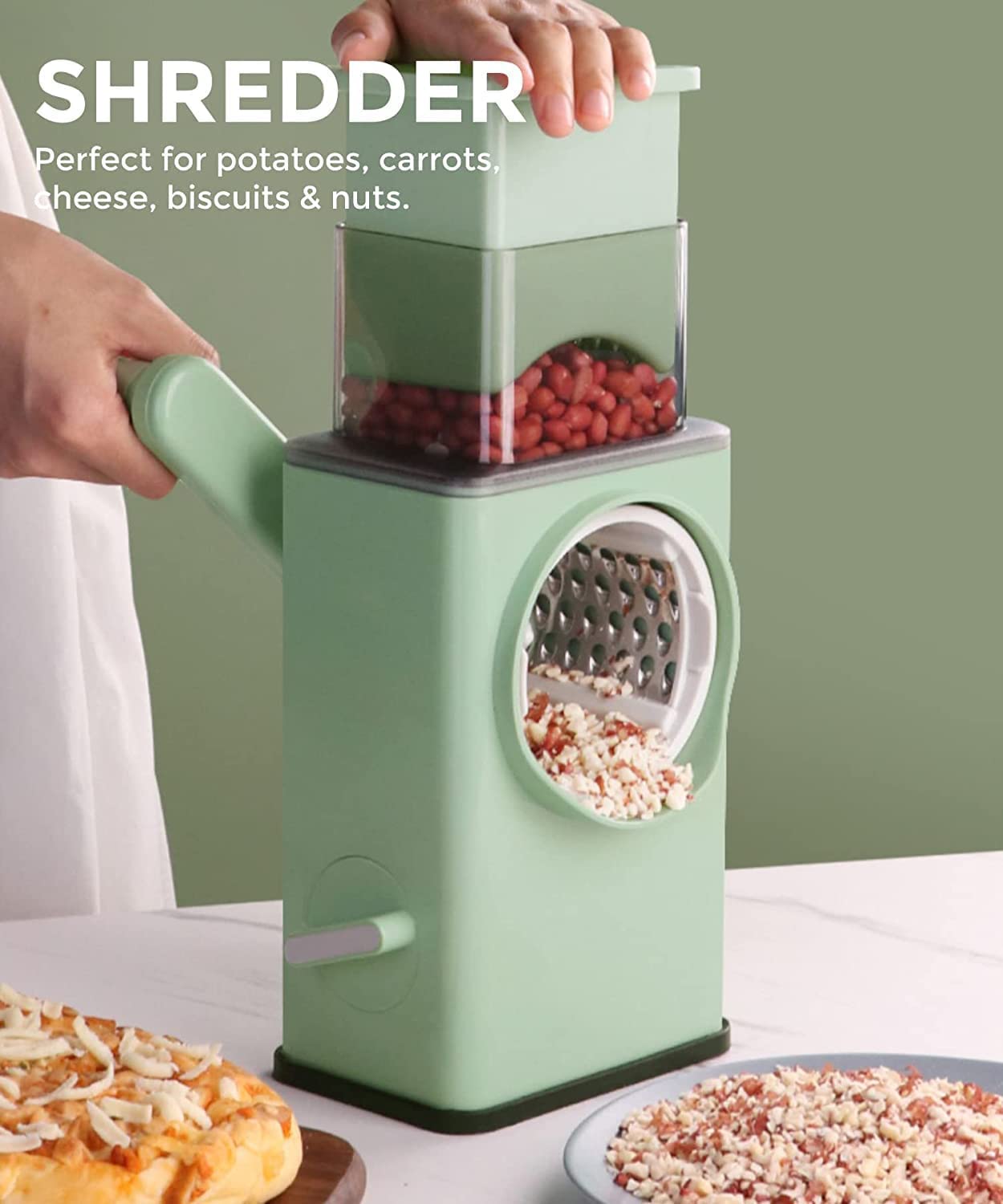 Manual Rotary Cheese & Vegetable Grater – Multi-Function Kitchen Slicer