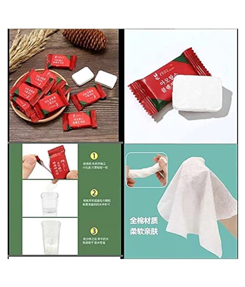 10 Pcs Face Tissue Tablet Towel Magic Travel Facial Tissue Pure Cotton Big Portable Disposable Beauty Tissue Tablet Expend with Water