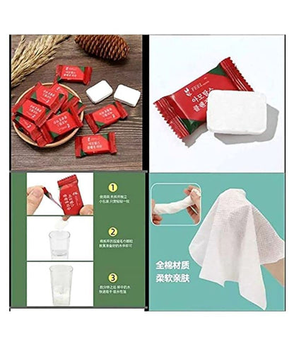 10 Pcs Face Tissue Tablet Towel Magic Travel Facial Tissue Pure Cotton Big Portable Disposable Beauty Tissue Tablet Expend with Water