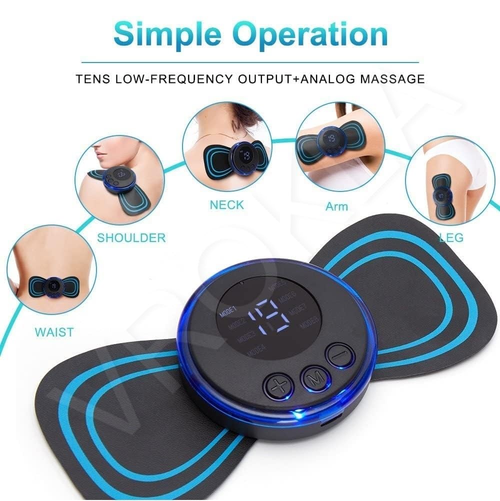 Estoy Body Massager Machine for Pain Relief Wireless Massager 8 Mode & 19 Strength Level EMS Massager Mini Massager Butterfly Massager for Shoulder Legs Massage Neck Massager Mini Back Massager