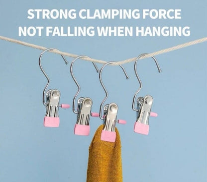 Stainless Steel Hanging Clips – Strong Grip Clothespins for Drying & Organizing - Set of 5pcs