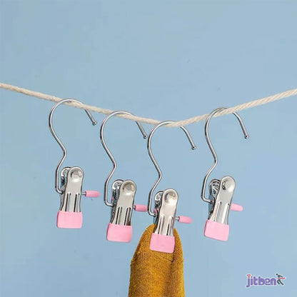 Stainless Steel Hanging Clips – Strong Grip Clothespins for Drying & Organizing - Set of 5pcs