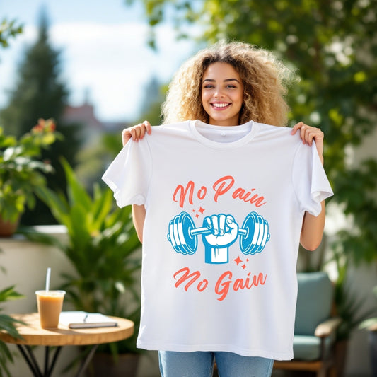 No Pain No Gain Gym Motivational T-Shirt