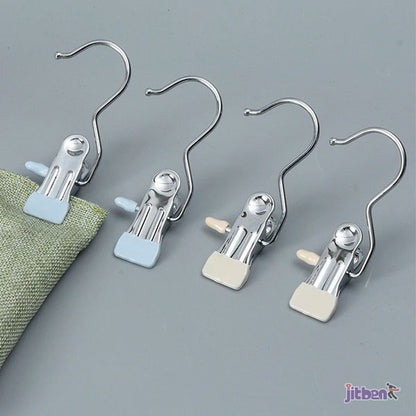 Stainless Steel Hanging Clips – Strong Grip Clothespins for Drying & Organizing - Set of 5pcs