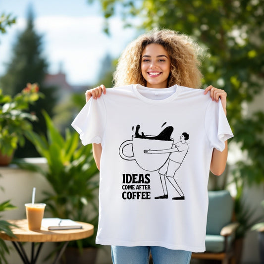 Ideas Come After Coffee Graphic T-Shirt