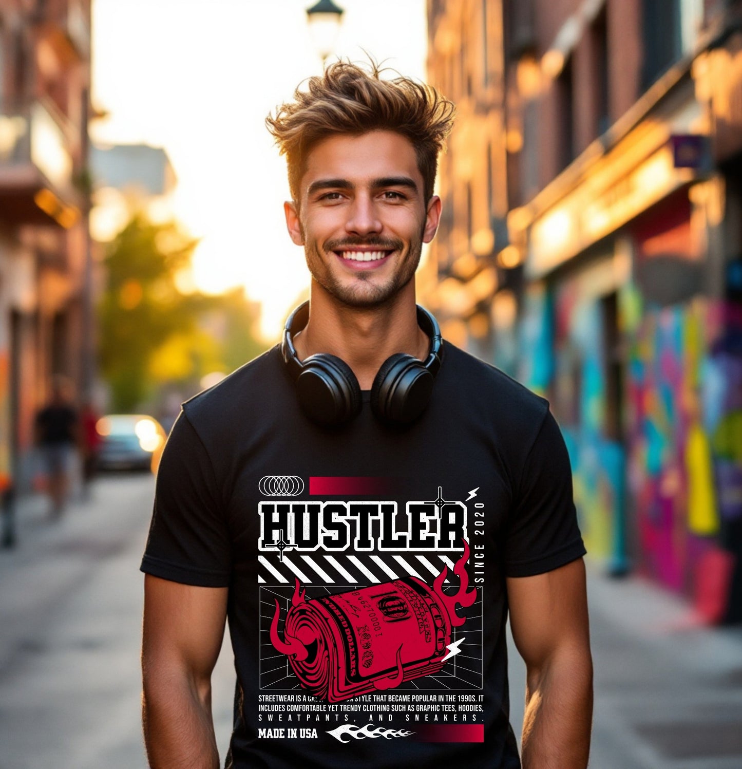 Hustler Flame Money Graphic T-Shirt – Grind Mode Streetwear