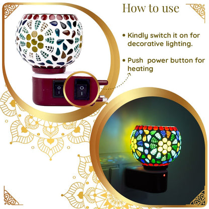 Estoy Wooden Kapoor Kapur Dani Camphor Karpuram Aroma Oil Diffuser Incense Burner Electrical Stand Machine Holder for Home,Office (Camphor NOT Included) (Glass)