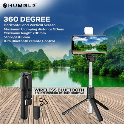 Bluetooth Selfie Sticks with Remote and Selfie Light, 3-in-1 Multifunctional Selfie Stick Tripod Stand for Travelling, YouTube Vlogging Video, Compatible with All Smartphones (70 cm)