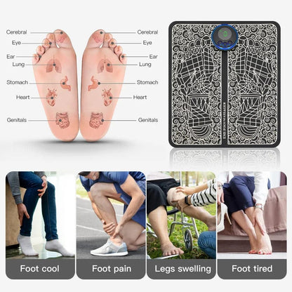EMS Foot Massager - 8 Selectable Modes, 19 Intensity Levels, Automatic 15-Minute Session - Soothe and Revitalize Tired Feet
