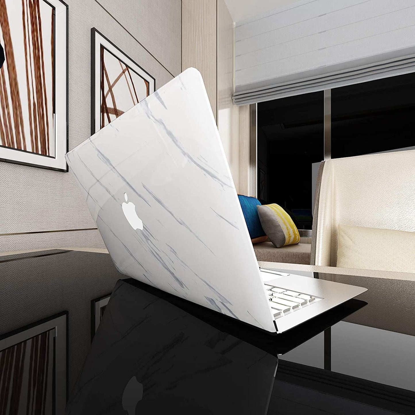 Estoy Marble Glossy PVC Self Adhesive Space Wallpaper Kitchen Countertop Waterproof Cabinet Liner Furniture - (White, 200 * 60 Cm - 12 Sqft Approx)