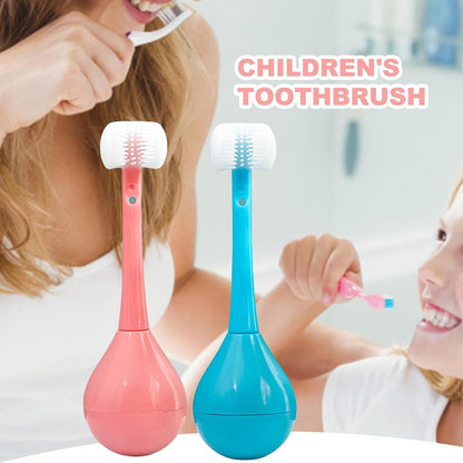 Estoy Kid Three Sides Soft Silicone Brush Head Manual Toothbrush, Cute Cartoon Creative Soft Toothbrush Suitable For Aged 2-12, Childrens Cleaning Toothbrush 1Pcs,Multicolour