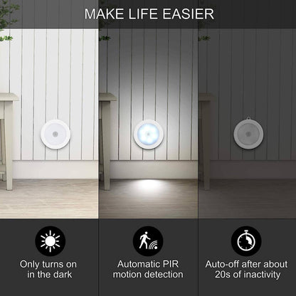Wireless Motion Sensor Light for Home, USB Rechargeable, Portable LED Lamp with Self Adhesive Magnetic Strip for Wardrobe, Bedroom, Bathroom, Stairs | Auto On/Off Night Sensor Indoor Bulb