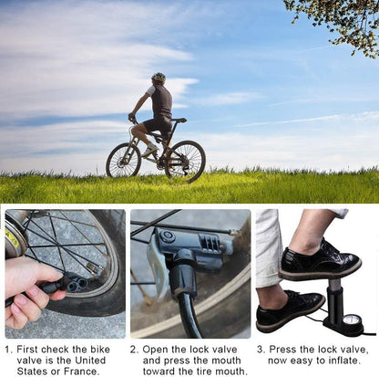 Air Pump With High-Pressure Foot Pedal for Sports Balls, Bikes, Inflatables and More - Compact and Heavy Duty