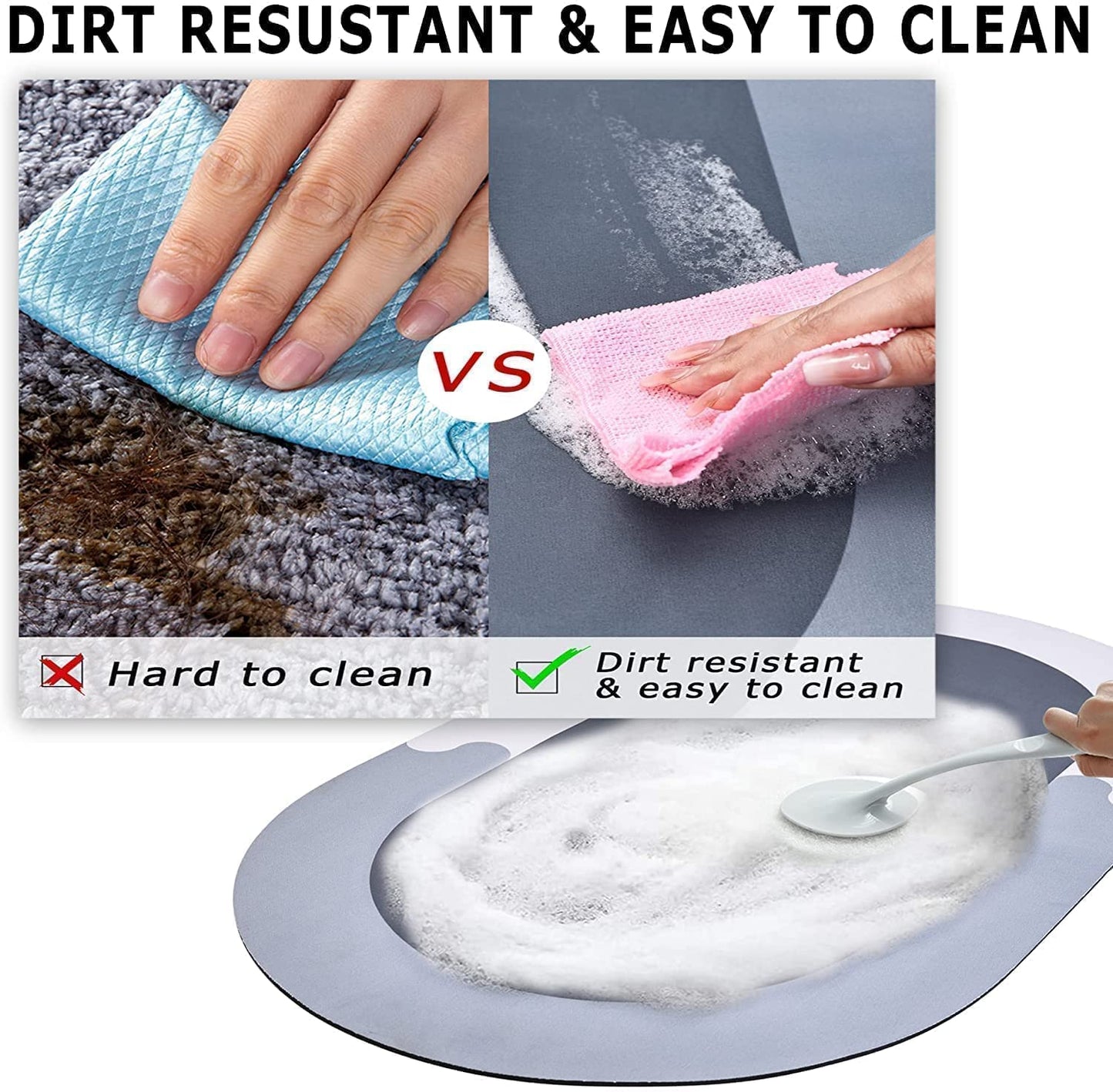 Non-Slip Water Absorbent Bathroom Mat – Quick Dry Oval Floor Rug for Home & Kitchen (Set 2)