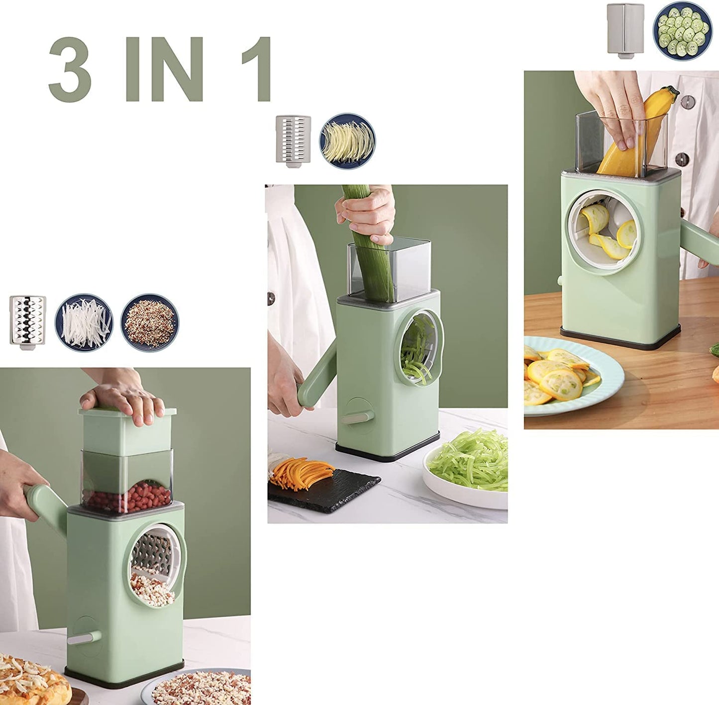 Manual Rotary Cheese & Vegetable Grater – Multi-Function Kitchen Slicer