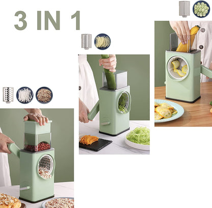 Manual Rotary Cheese & Vegetable Grater – Multi-Function Kitchen Slicer