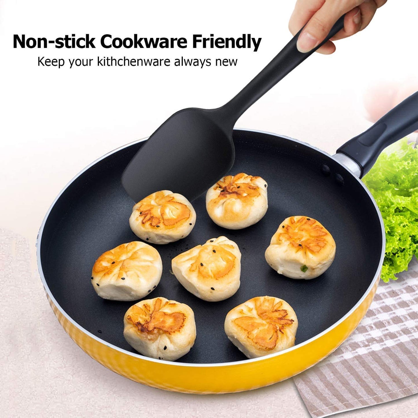 Estoy Silicone Spatula Sets of 6 Pcs Made of Food Grade Silicone One Piece Design Seamless Heat-Resistant Spatula Perfect for Spatula Cooking, Baking and Mixing (Black)
