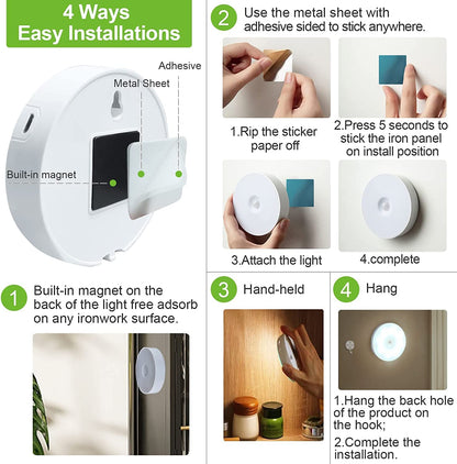 Wireless Motion Sensor Light for Home, USB Rechargeable, Portable LED Lamp with Self Adhesive Magnetic Strip for Wardrobe, Bedroom, Bathroom, Stairs | Auto On/Off Night Sensor Indoor Bulb