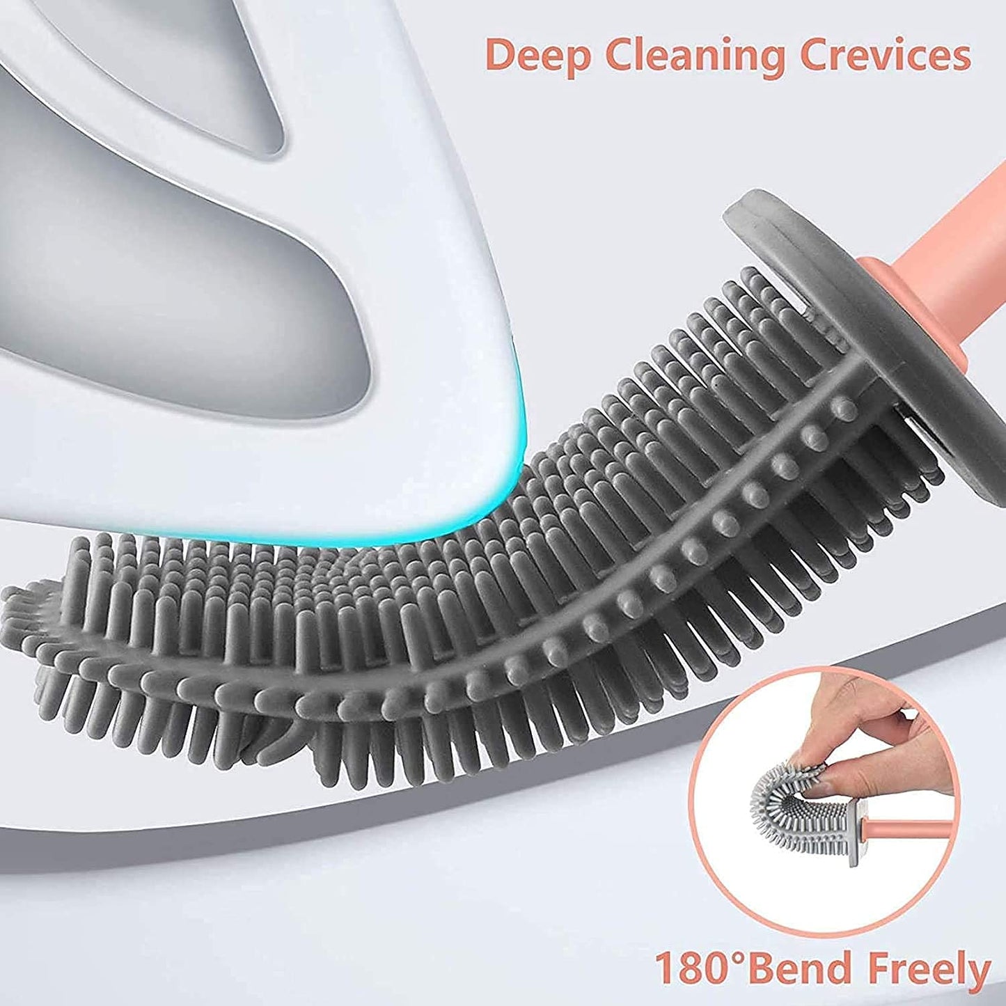 Silicone Toilet Brush with Bendable Head – Deep Cleaning & Hygienic Design