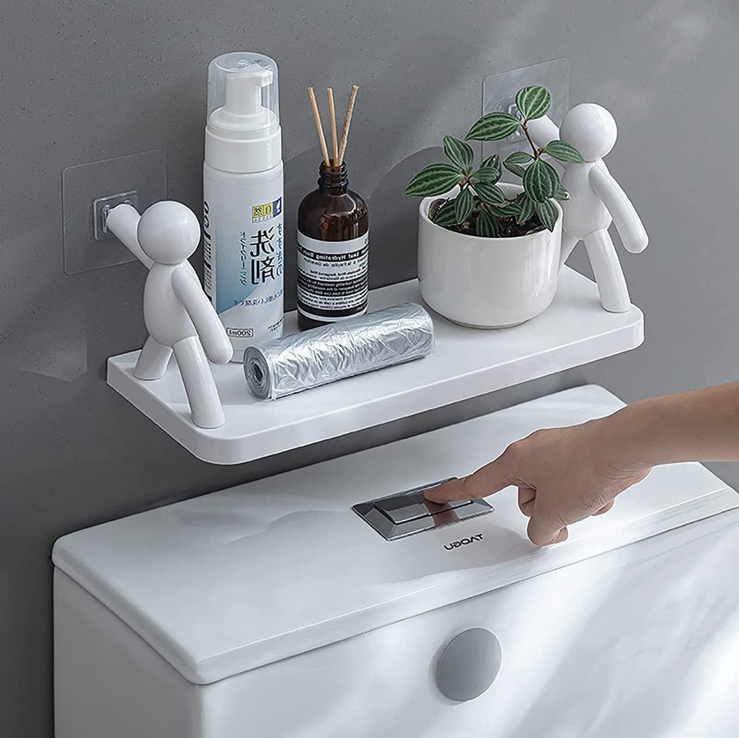 Creative Wall-Mounted Bathroom Shelf – Fun Human Figurine Design 2pcs