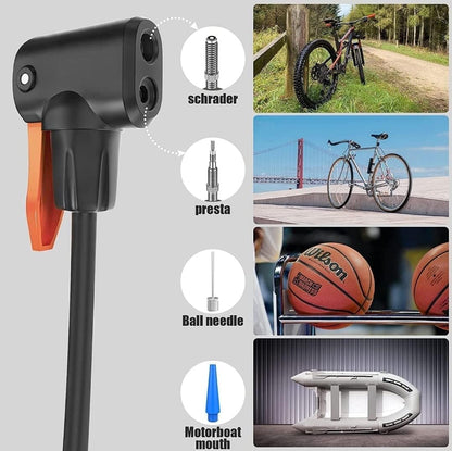 Air Pump With High-Pressure Foot Pedal for Sports Balls, Bikes, Inflatables and More - Compact and Heavy Duty