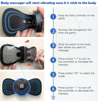 Estoy Body Massager Machine for Pain Relief Wireless Massager 8 Mode & 19 Strength Level EMS Massager Mini Massager Butterfly Massager for Shoulder Legs Massage Neck Massager Mini Back Massager