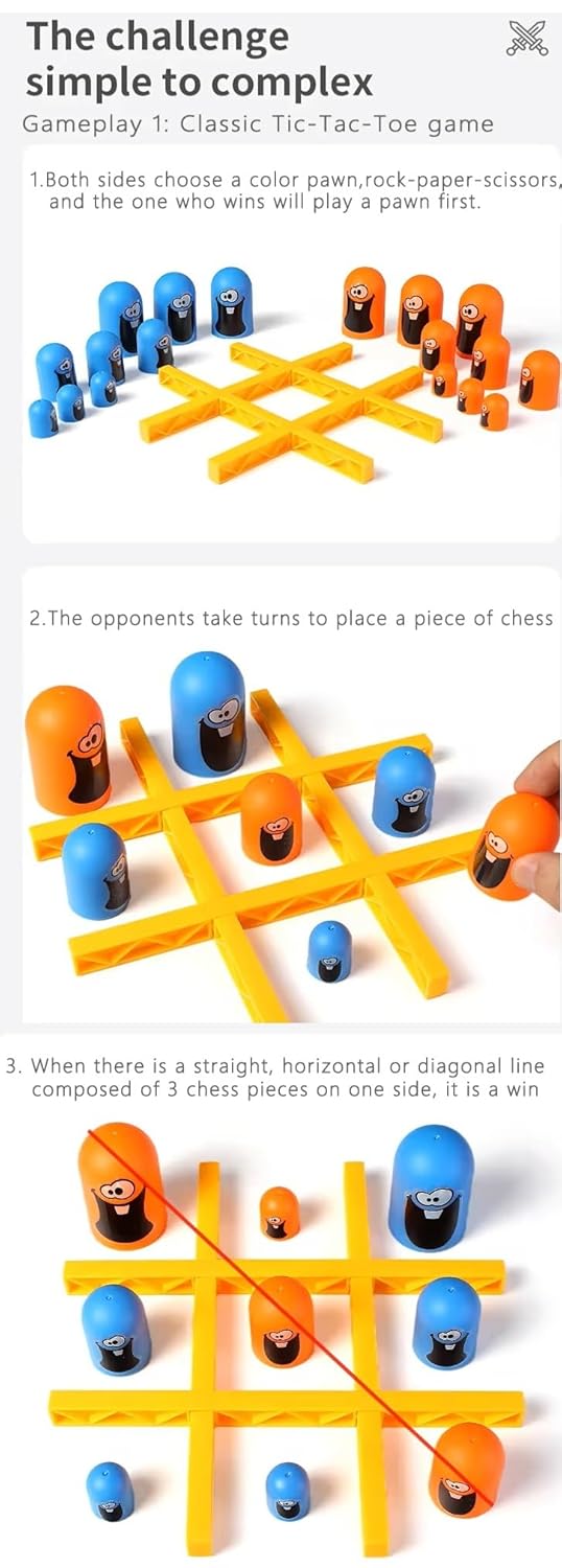 Stackable Monster Tic-Tac-Toe Game – 3D Strategy Board Game for Kids & Family Fun
