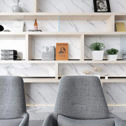 Estoy Marble Glossy PVC Self Adhesive Space Wallpaper Kitchen Countertop Waterproof Cabinet Liner Furniture - (White, 200 * 60 Cm - 12 Sqft Approx)