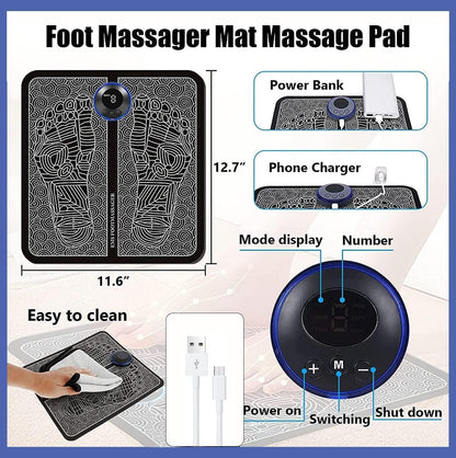 EMS Foot Massager - 8 Selectable Modes, 19 Intensity Levels, Automatic 15-Minute Session - Soothe and Revitalize Tired Feet
