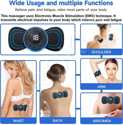 Estoy Body Massager Machine for Pain Relief Wireless Massager 8 Mode & 19 Strength Level EMS Massager Mini Massager Butterfly Massager for Shoulder Legs Massage Neck Massager Mini Back Massager