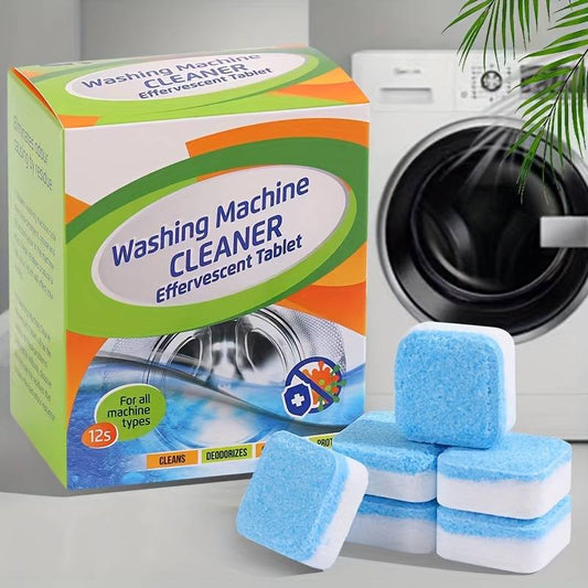 12pcs Washing Machine Cleaner Effervescent Tablets – Deep Cleaning & Deodorizing