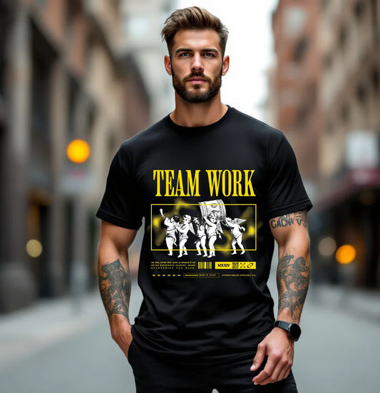 Team Work Graphic T-Shirt – Angelic Hustle Streetwear Edition