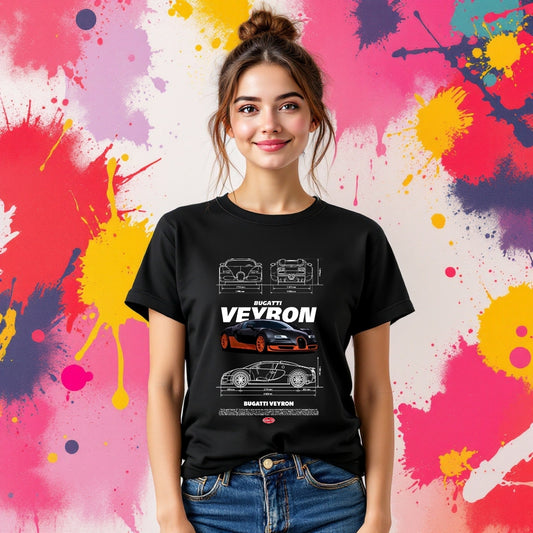 Bugatti Veyron Supercar Blueprint T-Shirt