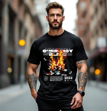 Currency Blaze Graphic T-Shirt – Fire & Fortune Street Style (2024 Edition)