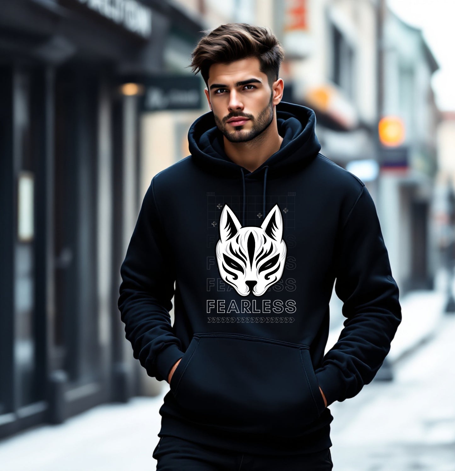 Fearless Wolf Hoodie - Bold Animal Spirit Sweatshirt, Black Streetwear Hoodie, Alpha Vibes Apparel