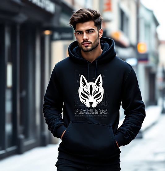 Fearless Wolf Hoodie - Bold Animal Spirit Sweatshirt, Black Streetwear Hoodie, Alpha Vibes Apparel