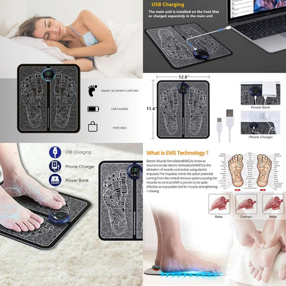 EMS Foot Massager - 8 Selectable Modes, 19 Intensity Levels, Automatic 15-Minute Session - Soothe and Revitalize Tired Feet