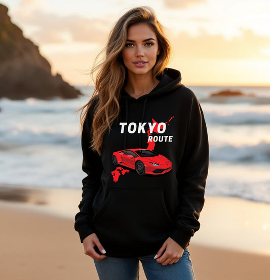 Tokyo Route Red Car Hoodie
