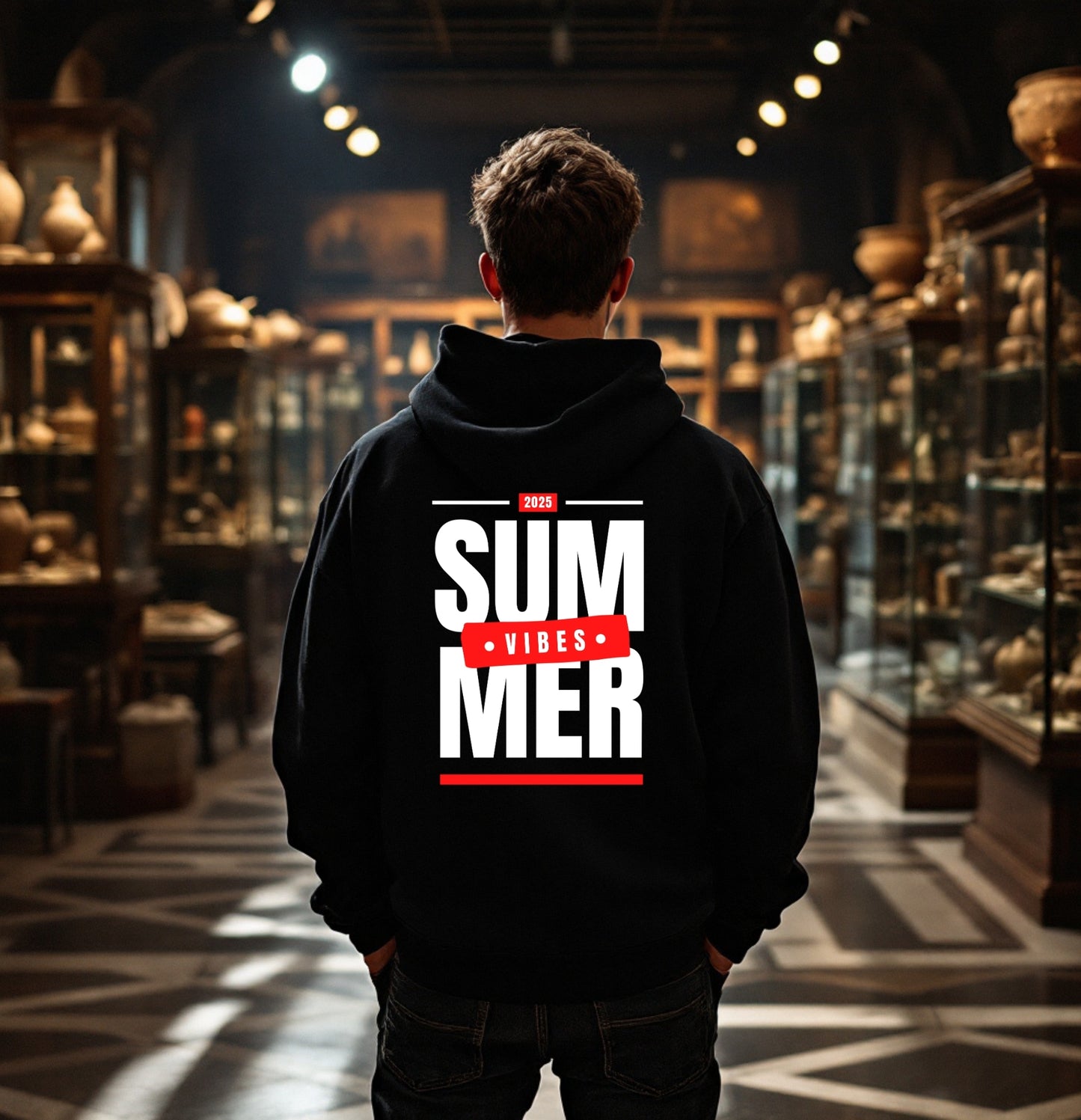 Summer Vibes 2025 Hoodie - Bold Streetwear Graphic Sweatshirt, Retro Urban Style, Black Pullover