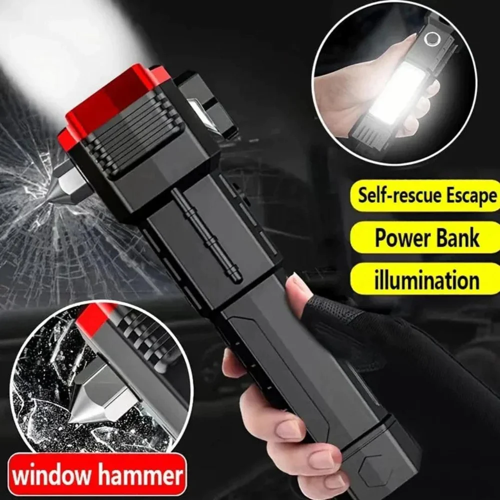 Multi-Function Tactical Flashlight with USB Fast Charging - Hammer Torch Light