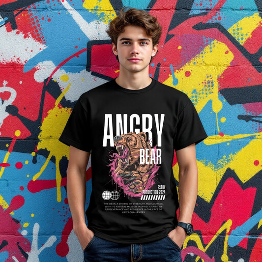 Angry Bear Roar Graphic T-Shirt