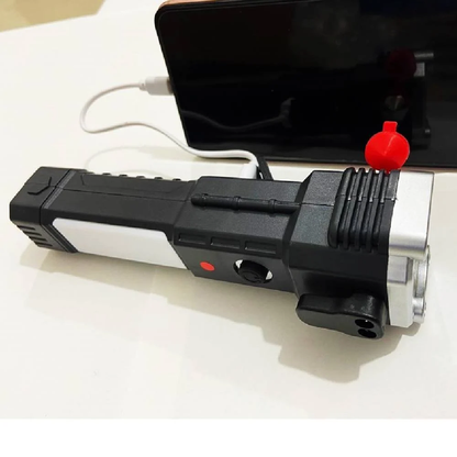 Multi-Function Tactical Flashlight with USB Fast Charging - Hammer Torch Light