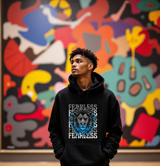 Fearless Lion Graphic Hoodie – Bold Black Streetwear