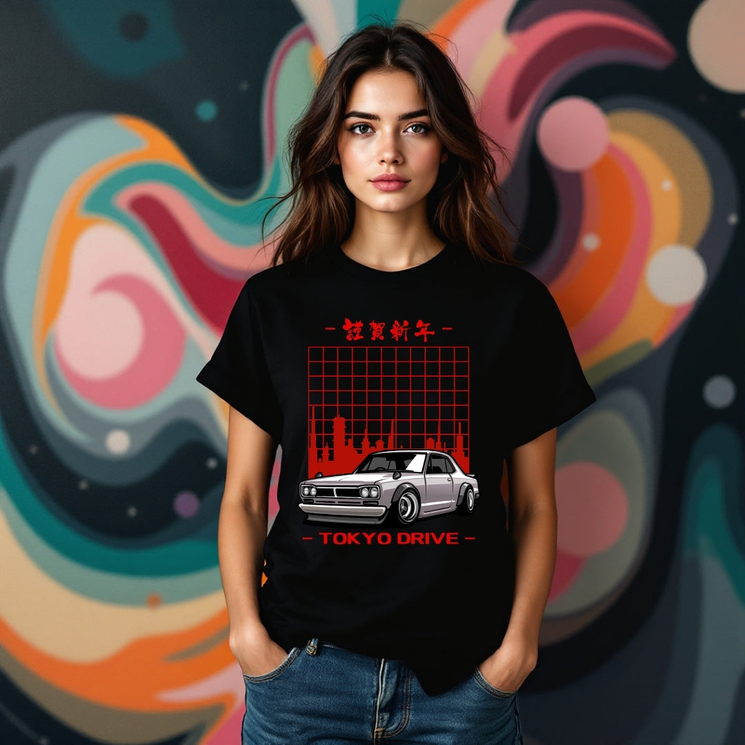 Tokyo Drive JDM Car T-Shirt – Retro Japanese Skyline Tee