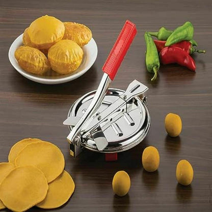 Stainless Steel Puri Press Machine – Manual Dough Presser for Puri, Chapati & Roti