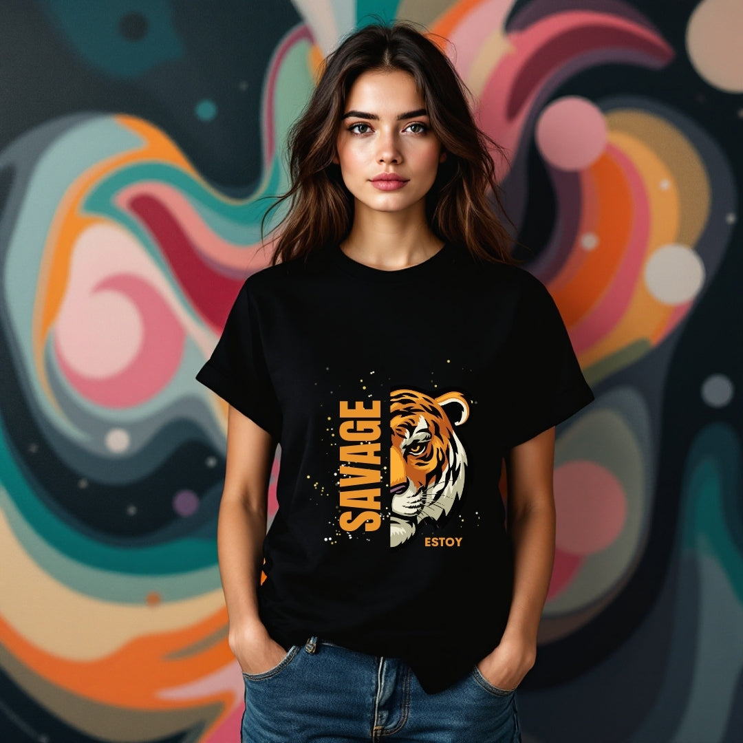 Savage Tiger Graphic T-Shirt – Bold Wild Animal Print Tee