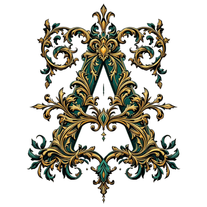 Luxury Baroque Baseball Cap – Ornate Gold & Green Design