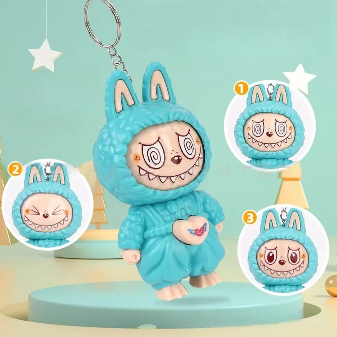ESTOY Labubu Key chain Expression Change Toy 1pc Random (Labu Face Change) Key Chain